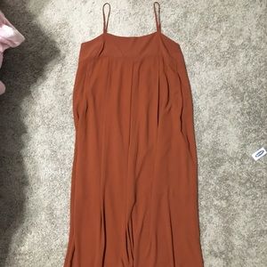 Midi orange/brown sleeveless flowy dress
